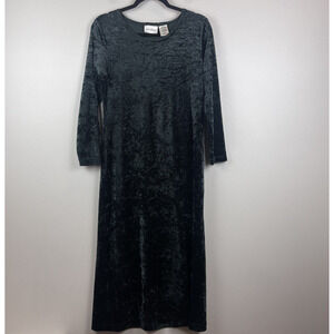 Vintage New Visions Womens Maxi Dress S Forrest Green Crushed Velvet Whimsygoth